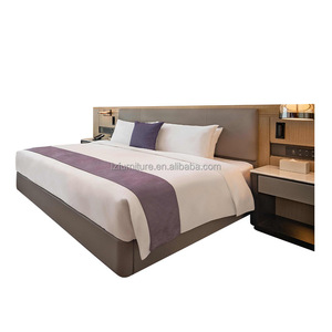 Budget Friendly Wood Frame Fabric Headboard Hotel King <b>Queen</b> <b>Size</b> <b>Bed</b> Set Modern Commercial Hotel Bedroom Furniture Supplier - Product Image 2