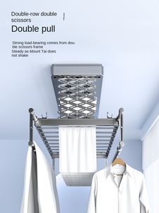 Giá phơi quần áo tự động gắn trần có đèn LED tích hợp, động cơ quạt, móc treo gấp gọn - Product Image 4