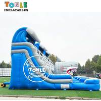 Toboggan aquatique gonflable géant de 20 pieds de haut avec piscine à vendre