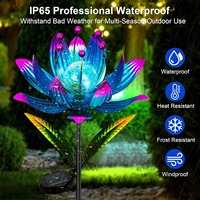Lampe solaire de jardin colorée Oniya, piquet en métal en forme de fleur, décoration LED extérieure pour pelouse, patio, jardin