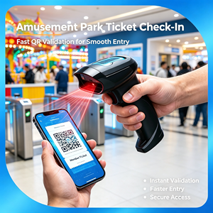เครื่องสแกนบาร์โค้ด Xincode แบบพกพา ไร้สาย/มีสาย รองรับบาร์โค้ด 1D 2D และ QR Code สำหรับอ่านบัตรสวนสนุก ตรวจสอบตั๋ว และยืนยัน QR Code - Product Image 1