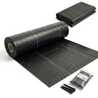 Toile de paillage tissée en PP noire pour l'agriculture et le jardinage, tapis anti-mauvaises herbes, couverture de sol, barrière anti-herbe