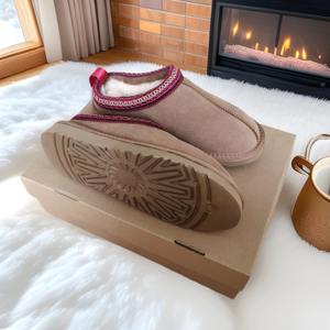 <span class=keywords><strong>Chaussons</strong></span> d'hiver en cuir véritable et fourrure de mouton australienne personnalisables pour femmes et enfants, avec semelle intérieure en PU - Product Image 4