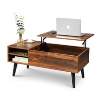 Table basse en bois au design moderne avec compartiments cachés, étagères de rangement portables et réglables pour le salon et le bureau