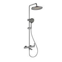 Système de douche et bain en acier inoxydable 304 couleur bronze, avec bec de baignoire, ensemble de douche murale effet pluie et douchette à main