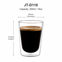 Vente en gros de tasses en verre borosilicate à double paroi, résistantes à la chaleur, design minimaliste moderne, logo/graphisme personnalisable, cadeau d'entreprise