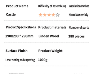 Puzzle 3D en bois Taj Mahal à faire soi-même, jouet éducatif décoratif pour enfants et adultes, ornement de bureau en bois de haute qualité - Product Image 3