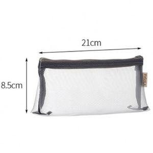 Sac cosmétique en maille avec fermeture éclair, léger, matelassé, vente en gros, sacs de toilette multifonctionnels pour voyages - Product Image 3