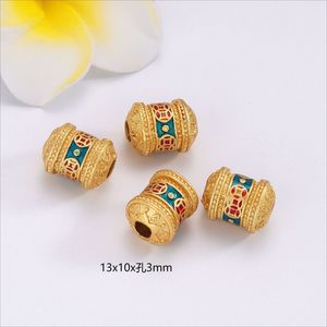 ลูกปัดมนตราหกพยางค์แบบทิเบต ชุบทอง รูปทรงกลม อุปกรณ์ทำเครื่องประดับ DIY ลวดลายมงคล สำหรับสร้อยข้อมือ สร้อยคอ - Product Image 2
