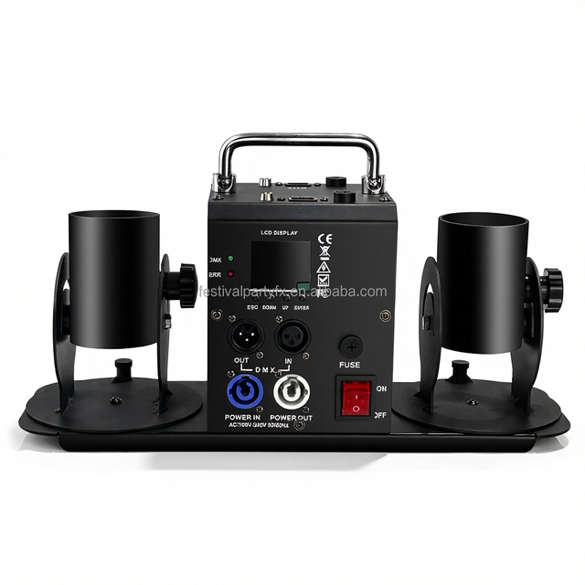 DMX512 2CH Remote Control Electric Metal Double-Shot Streamer Launcher Confetti Cannon with Universal Voltage 1-Year Warranty