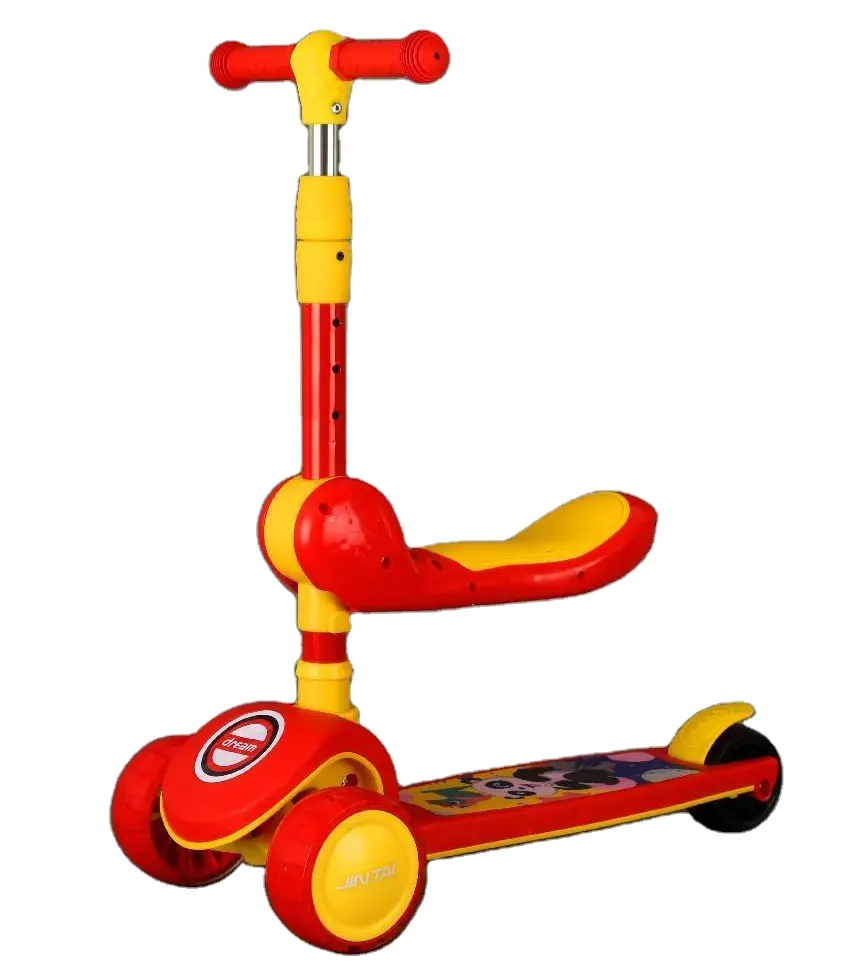 Patinete multifunción para niños de buena calidad con asiento/patinete de tres ruedas para niños/patinete 3 en 1 con ruedas flash
