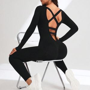 महिलाओं के निर्बाध खेल बॉडीसूट योग एक टुकड़ा लंबी आस्तीन लेगिंग के लिए रोम्पर - Product Image 3