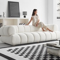 Ensemble de canapé modulaire minimaliste moderne en tissu bouclé, couleur crème, pour salon, mobilier de luxe en blocs bulles