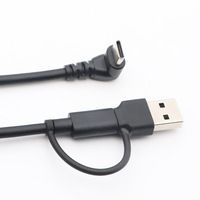 Câble de charge multi-connecteurs 3 en 1 avec prises USB Type-C et USB-A mâles, câble portable noir pour appareils mobiles