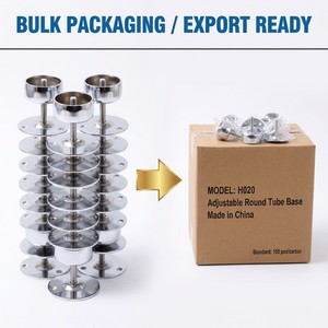 Base de <span class=keywords><strong>tube</strong></span> universelle ronde en fer chromé avec <span class=keywords><strong>bride</strong></span> pour support de <span class=keywords><strong>tube</strong></span> de 50 mm et 60 mm de diamètre - Product Image 3