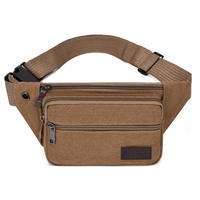 Sac banane unisexe en toile pour sports de plein air, avec fermeture éclair, grande capacité, 4 poches, forme coussin