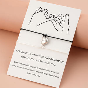 2 unids/set corazón pareja pulseras para amantes promesa regalo joyería corazón encanto cuerda ajustable cuerda pulsera magnética - Product Image 2