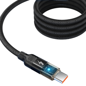 Enfoca el <span class=keywords><strong>cable</strong></span> de almacenamiento en espiral automático magnético plegable 3A Carga rápida 60W 27W Tipo C a tipo C <span class=keywords><strong>Cable</strong></span> transparente con luz - Product Image 2