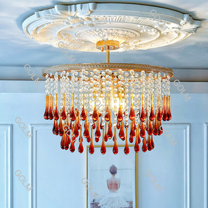 Lustre suspendu <span class=keywords><strong>en</strong></span> <span class=keywords><strong>verre</strong></span> goutte d'eau avec corps <span class=keywords><strong>en</strong></span> fer et base E14, style vintage français, <span class=keywords><strong>en</strong></span> cristal transparent, à LED, vente <span class=keywords><strong>en</strong></span> gros d'usine - Product Image 2