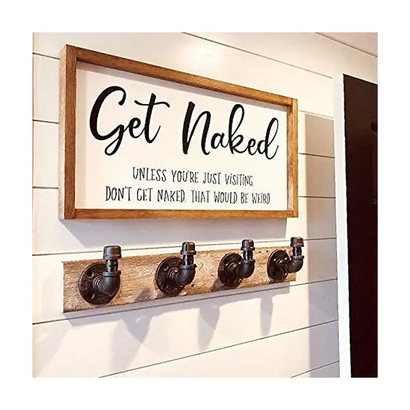 Wholesale Wooden Craft Modern Rustic For Home Decor Farmhouse Get Naked Funny Bathroom Sign