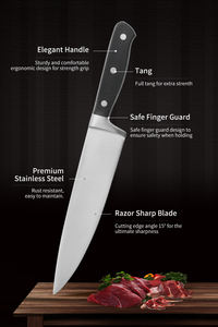 الأكثر مبيعًا في المخزون سكين طاه 8 بوصة احترافية سكين مطبخ ياباني مقبض من الفولاذ المقاوم للصدأ - Product Image 4
