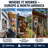 Chauffe-eau portable au gaz propane Zentopia 3L 6KW sans réservoir, type cheminée, pour camping en plein air, douche de camping-car