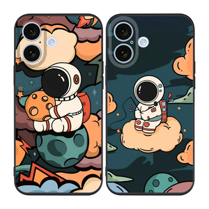 Coque de téléphone portable antichoc en TPU noir mat de luxe avec motif astronaute et ciel nocturne pour iPhone 15 Pro Max et 18 Pro Max - Product Image 1