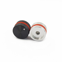 Bouton de commande rotatif en aluminium massif noir et argenté de 25 mm de diamètre extérieur avec anneau en silicone pour potentiomètre de 6 mm