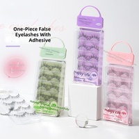 Kit de cils synthétiques 3D naturels et volumineux, 4 paires, faits à la main, à presser, pour maquillage des yeux, avec colle, marque privée