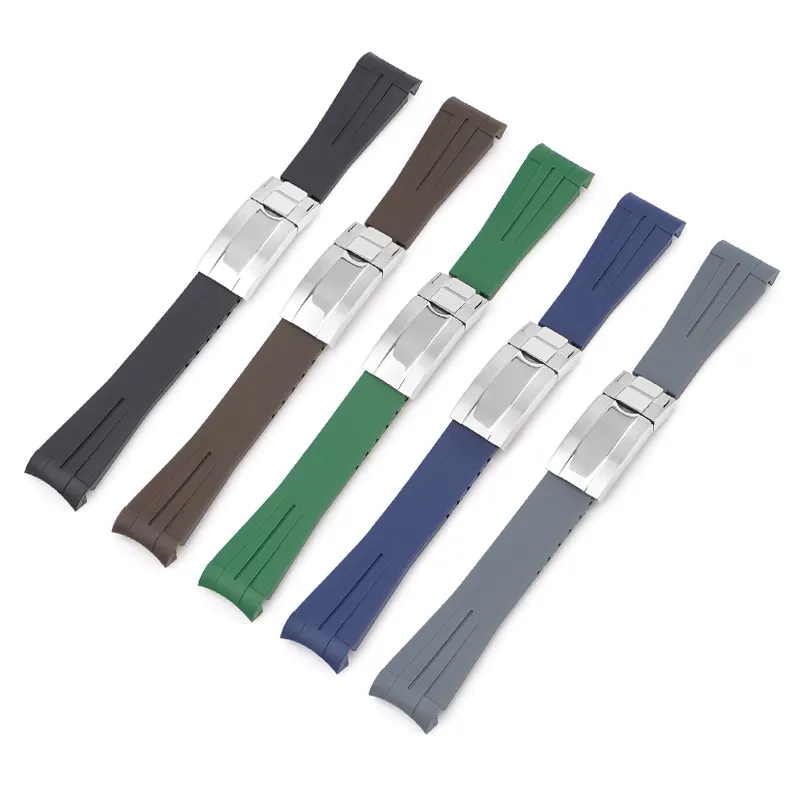 20mm Green Blue Rubber Oyste Clasp Replacement Wrist Watch Band For Role Submarine Date GM Submarine Dayton strap
