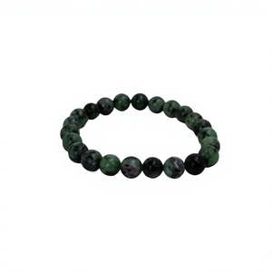 Bracelet extensible en argent avec perles de zoïsite rubis naturel, bijou de poignet élégant pour mariage et anniversaire, cadeau unisexe - Product Image 2