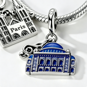 Colgante de recuerdo rectangular de la Catedral de Notre Dame de París, chapado en plata, de aleación de zinc, con esmalte duro, temática religiosa - Product Image 5