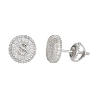 Petites quantités minimales de commande (MOQ) – Boucles d'oreilles clous en forme de signe dollar américain, entièrement pavées de diamants VVS Moissanite, style Bling Fashion Hiphop Rock, pour hommes et femmes