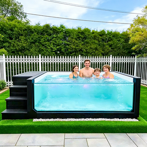 สระว่ายน้ำไฟเบอร์กลาสขนาดเล็กสุดหรู พร้อมหน้าต่างกระจกและอ่างสปาสำหรับเด็ก สีสันปรับแต่งได้ รับประกันสามปี - Product Image 3