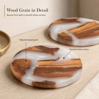 Sous-verre rond en bois et résine, dessous de tasse pour table basse, sous-verre en bois pour tasse, tapis de table pour tasse, verre, cuisine, maison, bar, décoration