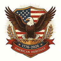 Transfert DTF Américain 250e Anniversaire : Badge Aigle Vintage Spirit of America Prêt à Presser pour T-shirts