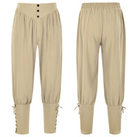 Pantalones Casuales de Secado Rápido con Tiras Largas en el Tobillo para Hombre, Estilo Medieval Pirata, para Verano