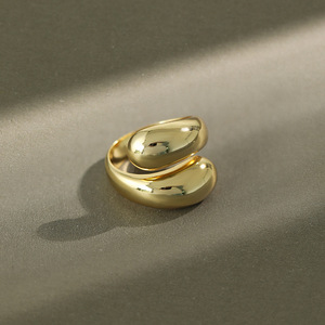 INS Trendy Fine Jewelry Niche Design S925 <strong>Sterling</strong> <strong>Silver</strong> <strong>Ring</strong> 18K Gold Plated Water Drop Versatile <strong>Silver</strong> <strong>Adjustable</strong> <strong>Ring</strong> Women - Product Image 1