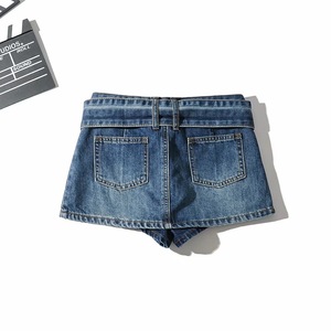 Shorts Vaqueros Cortos de Cintura Baja Azul Oscuro para Mujer, Jeans Sexys para Chicas Atractivas, Cinturón de Moda, Minifaldas Cortas - Product Image 2
