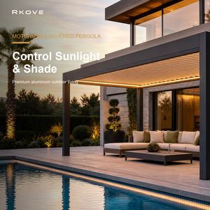 หลังคาเพอร์โกลามอเตอร์ไฟฟ้า RKOVE ทำจากอลูมิเนียม พร้อมรีโมทคอนโทรล สำหรับสวนและลานบ้าน - Product Image 3