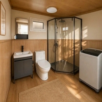 Toilettes mobiles toutes saisons avec une zone de douche séparée, toilettes préfabriquées modulaires portables pour camping de luxe et centres de villégiature
