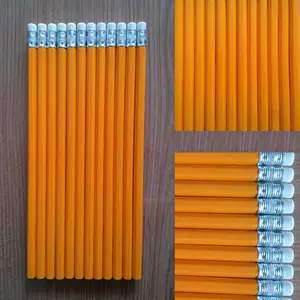 OEM branding Pencil Hb hexagonal wooden pencil Kids writing Drawing hb2b pencil Yellow with Erasers