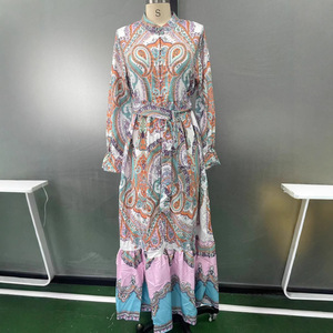 SS039 Nuovo Arrivo Estate 2026 per Vacanze, Tuta Lunga da Donna Vintage <span class=keywords><strong>Etnica</strong></span> con Scollo a V e Maniche Corte, Stile Transfrontaliero - Product Image 3