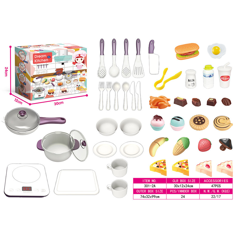 301-2A-Sound, Light, and Music Kitchen Set-White-English Color Box
