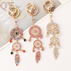 QY Long Tassel Dream Catcher Metal Crystal Keychain Boho <b>Bag</b> Charm Feather Pendant <b>Key</b> <b>Ring</b> Gift Wholesale Accessories - Product Image 1