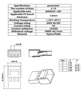 ขั้วต่อแบบมีระยะห่างระหว่างกัน 3.96 มม. ตัวเชื่อมต่อแบบยาง VH พร้อมปลอกหุ้มและตัวเรือนแบบกันน้ำ ชนิดตัวผู้/ตัวเมีย สำหรับสายเคเบิล ขั้วต่อแบบพินเฮดเดอร์ ตัวเรือนสำหรับขั้วต่ออัตโนมัติ - Product Image 2