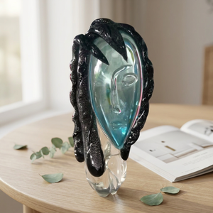 Vase en verre soufflé de Murano, décor moderne européen, glaçure colorée, <span class=keywords><strong>sculpture</strong></span> <span class=keywords><strong>visage</strong></span> de <span class=keywords><strong>femme</strong></span> style Picasso, motifs ange et fée - Product Image 1