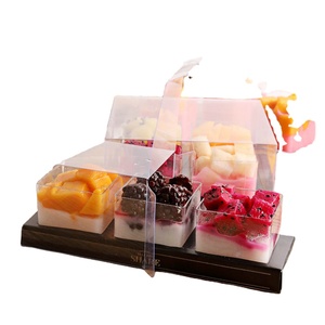 Luxury Square Cake Trays Packaging Box Container Holder Plastic Transparent Baking Dessert Cake Boxes
