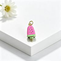Charmes en émail FABCM-14 en forme de pastèque mignonne en cuivre et de crème glacée plaqués or 18 carats pour accessoires de bracelet