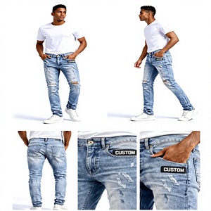 Wholesale Men's Denim Jeans Cotton Stonewashed Solid Eco-Friendly Casual Premium Quality Custom Design <b>Cheap</b> Price - Product Image 1